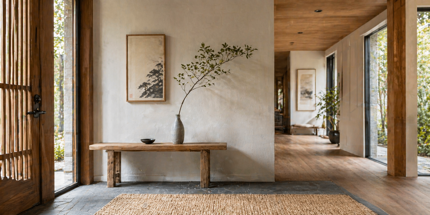 Minimalist Single-Stem Display for a Japanese-Inspired Entryway