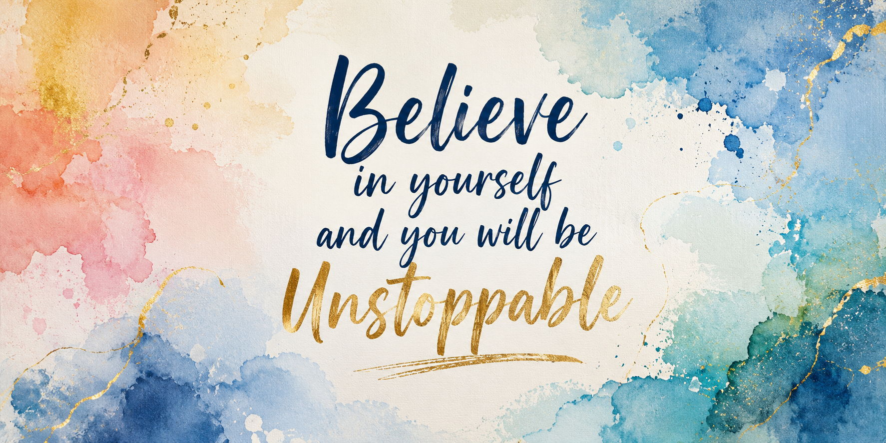 Inspirational quote painting with watercolor background, elegant script typography, pastel palette, motivational wall art.